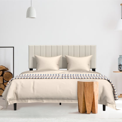 Letto con Bottoni, Letto Imbottito - Struttura a Piattaforma con Testiera in Velluto Imbottito, Supporto a Doghe in Legno, Letto Matrimoniale per Adulti, Design Moderno, Beige, 90/140/160 x 200 cm