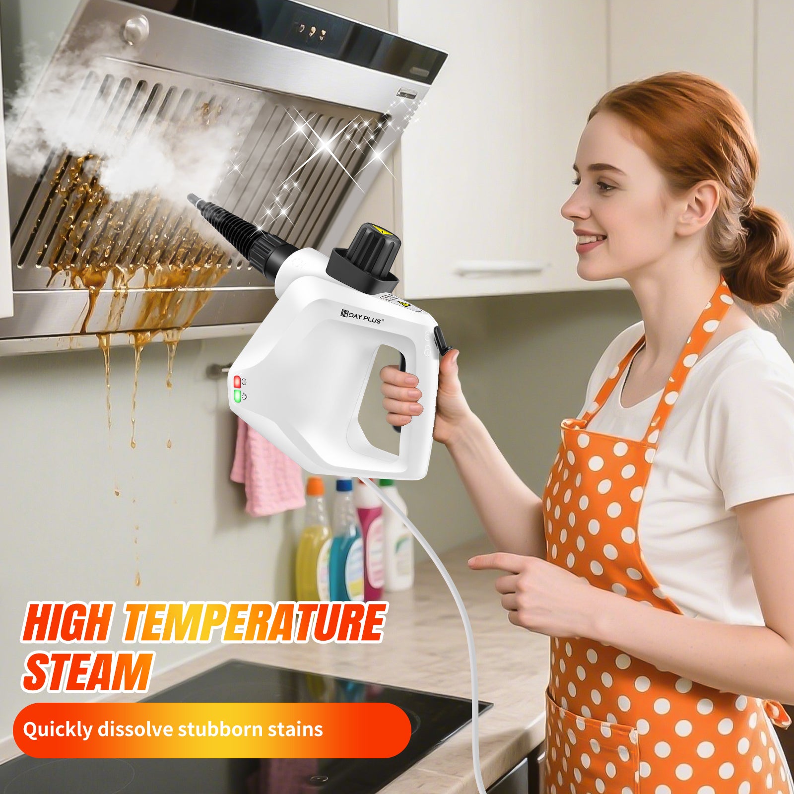 Pulitore a Vapore ad Alta Pressione per Auto, Macchina Vaporizzante 850W con Cavo di Alimentazione da 2.5m, Pistola a Vapore con Kit di 9 Accessori per la Rimozione di Macchie Multi-Superficie di Divani, Cucine, Piastrelle, Finestre, Tende, Moquette