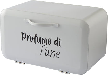 Baroni Home Portapane Grigio Antracite | Beige con Apertura Frontale e Chiusura Ermetica 34x19x17 cm, Cassetta Pane in Metallo, Scatola Contenitore per Pane e Panini Proteggi Freschezza, Anti-mosche, Ideale per Pane Fatto in Casa, Porta-Pane Design Modern