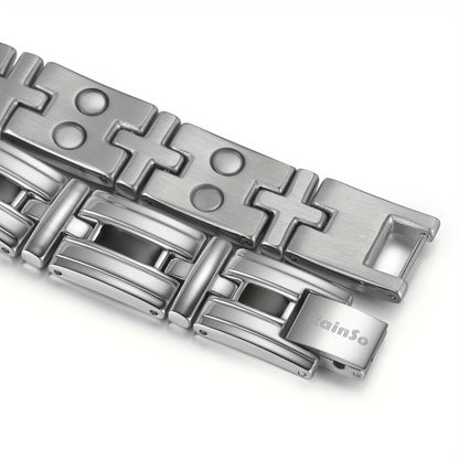 Braccialetto da Uomo in Acciaio Inossidabile 316L con 20 Magneti Potenti (3500 Gauss), Bracciale Magnetico per Polsi, Regolabile con Perline, Include Strumento di Smontaggio e Scatola Regalo Elegante