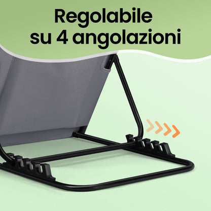 Lettino da Spiaggia, Sedia a Sdraio, Lettino Prendisole, Cuscino, Schienale Inclinabile, Portatile con Manico, per Campeggio Giardino Piscina, 158 x 55 cm, Grigio Ardesia/Azzurro Cielo/Blu Turchino/Grigio