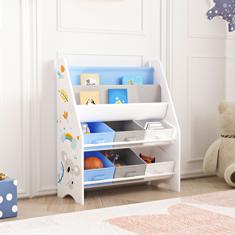 Scaffale per bambini 'Ponteceso' con 2 scomparti portaoggetti e 6 contenitori pieghevoli, 74 x 62 x 26,5 cm
