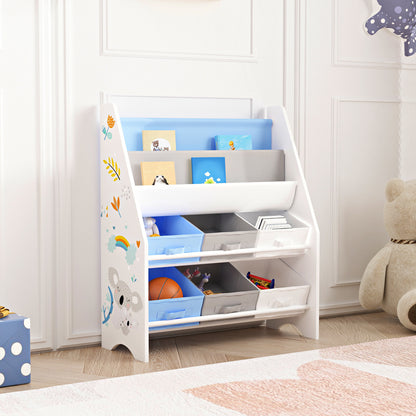 Scaffale per bambini 'Ponteceso' con 2 scomparti portaoggetti e 6 contenitori pieghevoli, 74 x 62 x 26,5 cm