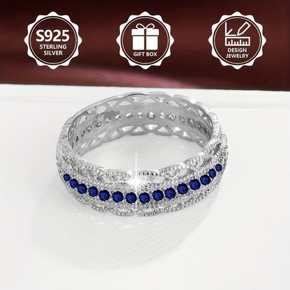 Anello da donna alla moda in argento sterling 925, elegante e stiloso, intarsiato con zirconia sintetica, anello da donna di alto valore, adatto per viaggi di vacanza, uso quotidiano, un regalo commemorativo perfetto per amici, con confezione regalo