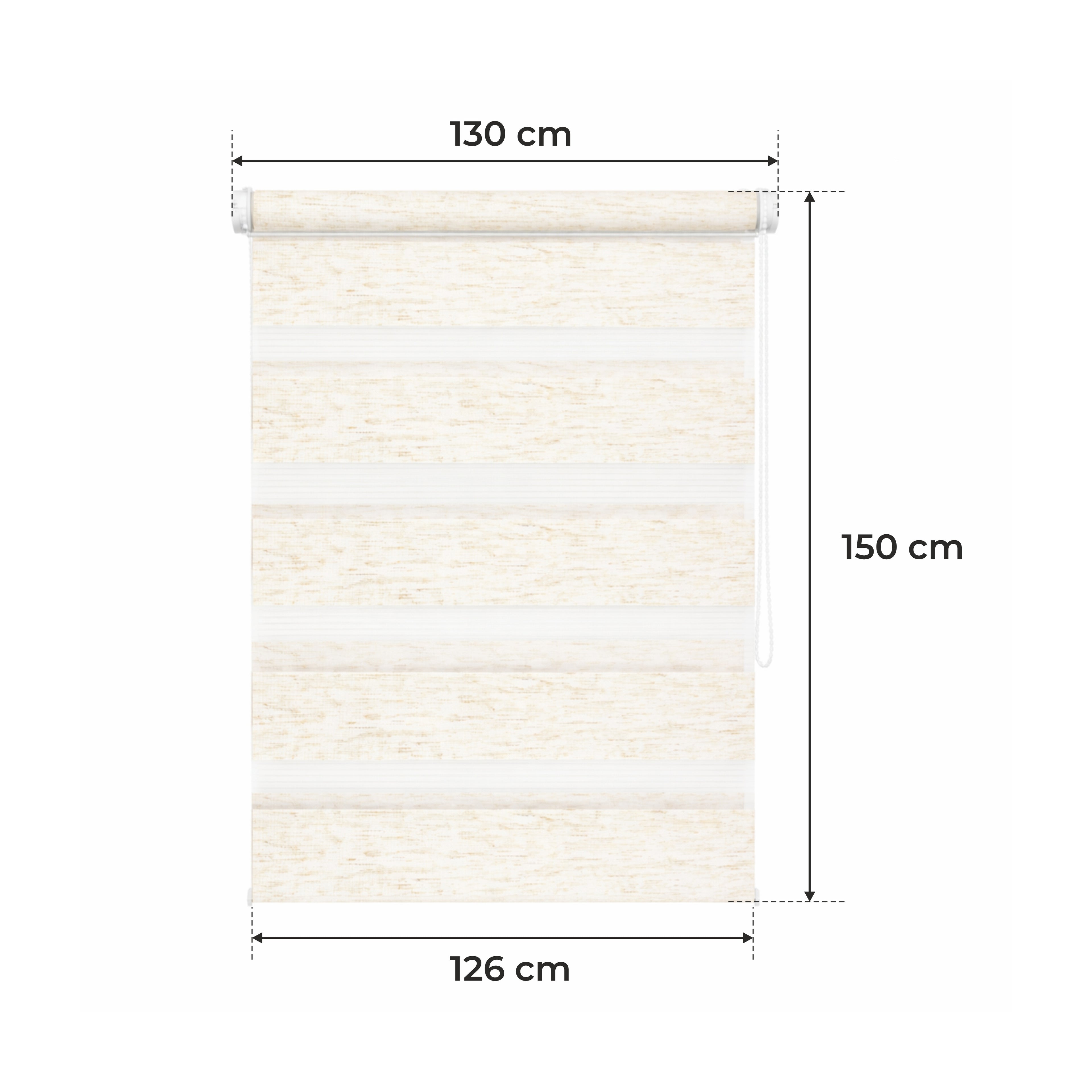 Tenda a Rullo Giorno & Notte - Beige Melange - 32 Misure - BOJANEK Giorno & Notte - Installazione Finestra Non Invasiva, Nessuna Foratura Richiesta, Regolazione a Catena, Supporti Regolabili per Varie Spessori di Finestra, Design Moderno, Protezione dalla