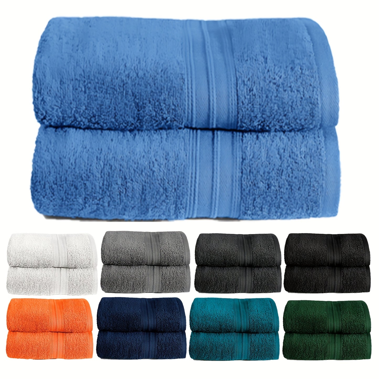 Confezione da 2 Asciugamani 100% Cotone 550gsm Extra Morbidi Super Assorbenti e Rapidi ad Asciare, Tovagliette per Mano o Ospiti, 30x50cm 50x100cm 70x140cm Disponibili in 9 Colori