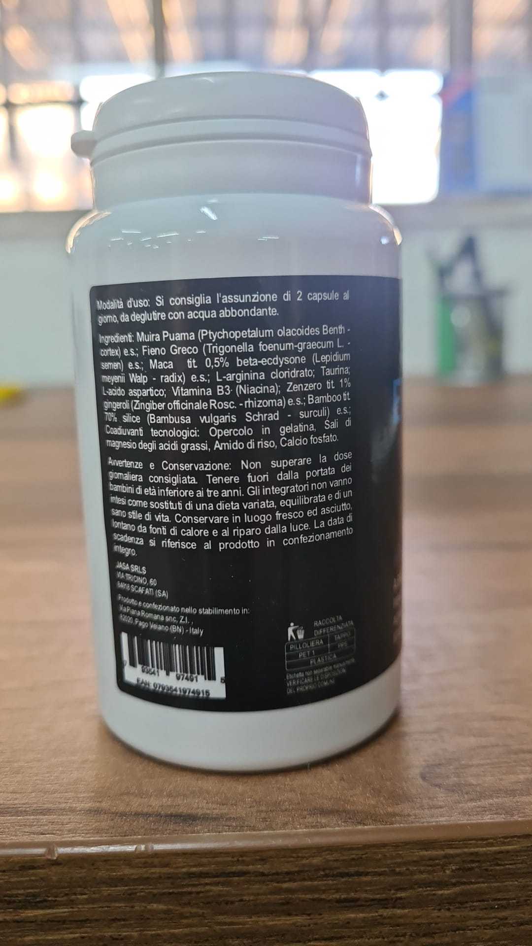 Integratore UOMO Naturale con Maca Nera Peruviana, Fieno Greco, L-Arginina, Taurina, Acido Aspartico e Vitamina B3 - Made in Italy - 60 CAPSULE -