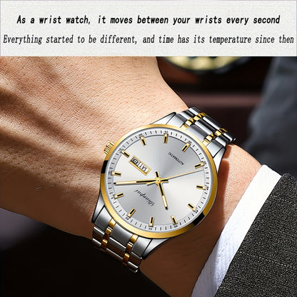 Un orologio da uomo tradizionale e sofisticato con calendario luminoso, realizzato con cinturino in acciaio inossidabile, ideale come regalo per uomo, l'orologio meccanico automatico Dianpai per affari, senza batteria.