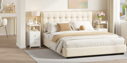 Comodino (set da 1 o 2), Organizzazione e stoccaggio per camera da letto, Tavolino laterale stretto con 2 cassetti in tessuto, Comodino stretto con scomparti aperti, Salvaspazio, Comodino per camera da letto o soggiorno, 35 X 27 X 60 cm, Bianco