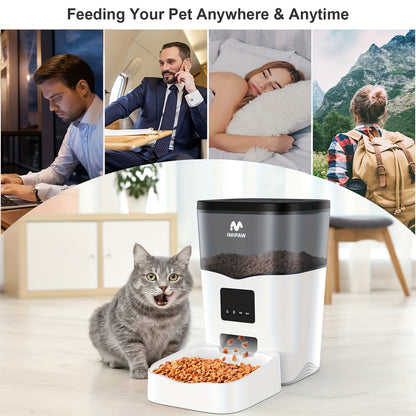 IMIPAW 3L Distributore Automatico di Cibo per Animali Domestici Smart WiFi - Dispenser di Cibo per Gatti e Cani con Controllo App, Fino a 20 Pasti al Giorno, Alimentato tramite USB, Senza Batteria