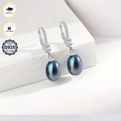 Set Scatola Regalo YAMI, Orecchini a Clip con Perle d'Acqua per Donna, Orecchini con Perle d'Acqua , Bianco/Viola/Nero Orecchini Ipoallergenici in Argento Sterling 925, Adatti come Gioielli Regalo per Donna per Ogni Occasione, Regali di Compleanno, Regali