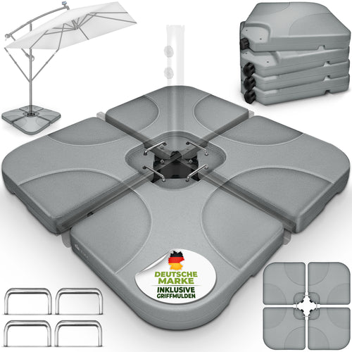Tillvex® Supporti per Ombrelloni da Sole 60 Litri / 80 Kg - 4 Parti per Ombrellone con Semaforo Incluse Connettori in Metallo | Peso Ombrellone Riempibile con Acqua o Sabbia | Supporto per Ombrellone Resistente alle Intemperie per Balcone Esterno, Terrazz
