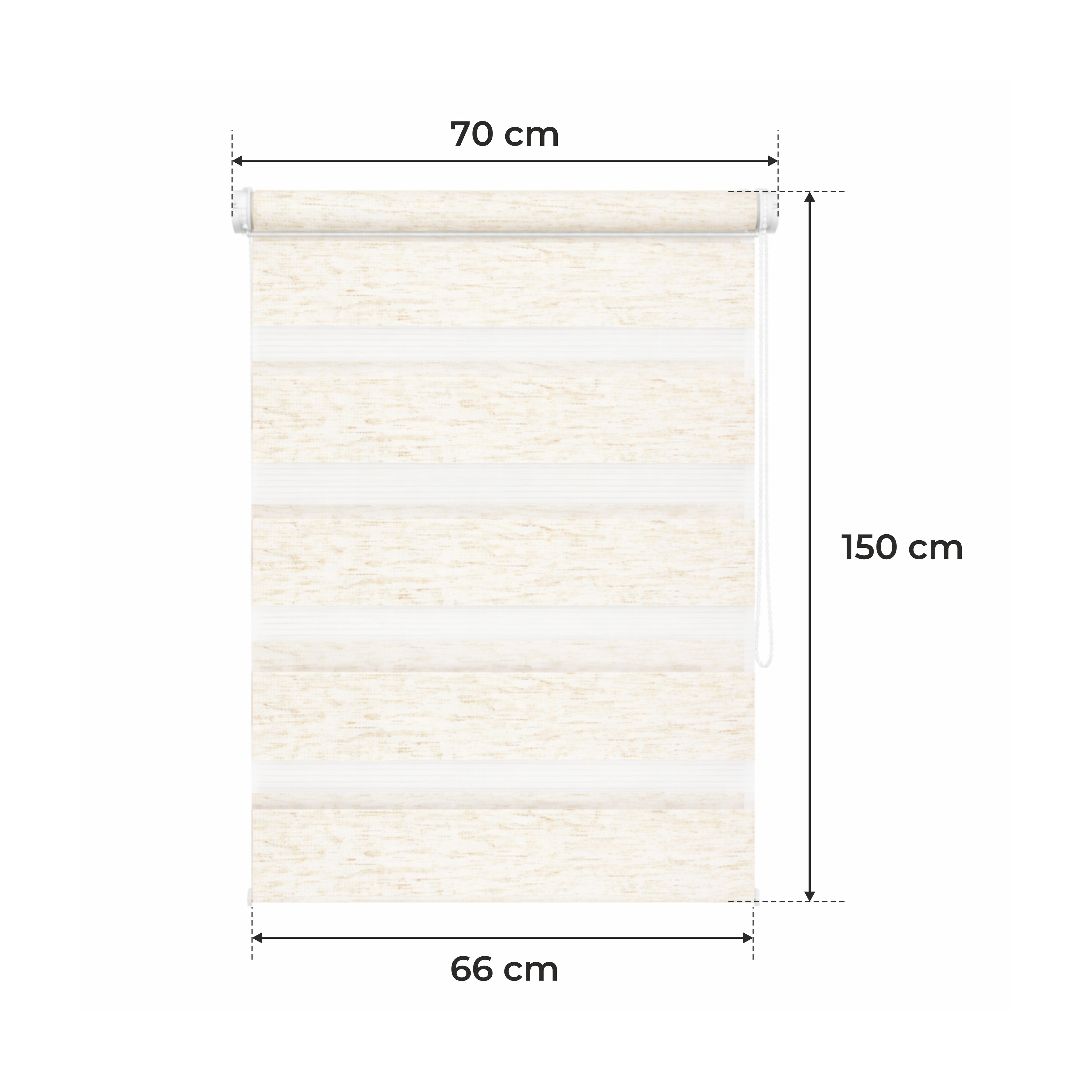 Tenda a Rullo Giorno & Notte - Beige Melange - 32 Misure - BOJANEK Giorno & Notte - Installazione Finestra Non Invasiva, Nessuna Foratura Richiesta, Regolazione a Catena, Supporti Regolabili per Varie Spessori di Finestra, Design Moderno, Protezione dalla