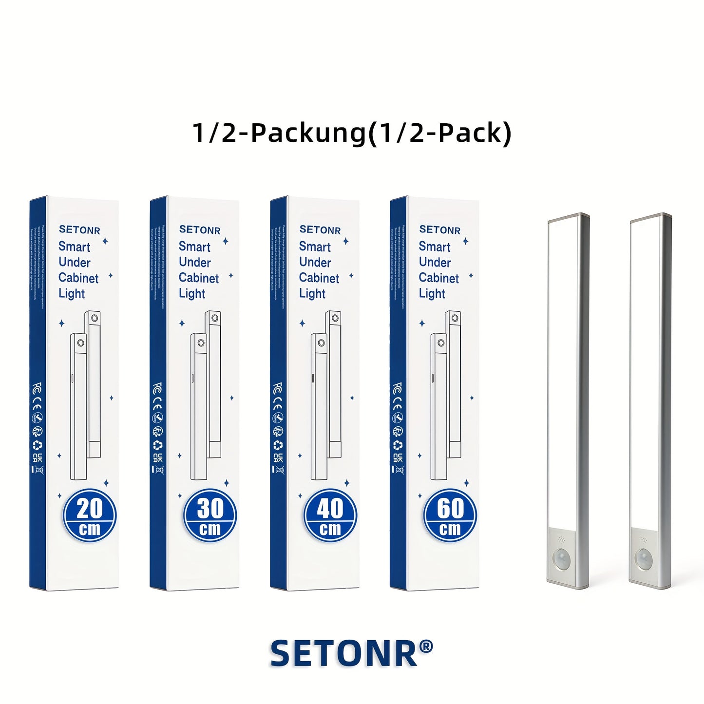 Luci a LED sottopensile Setonr con involucro in lega di alluminio, luce a sensore di movimento a batteria ricaricabile per uso interno, luci per armadio magnetiche dimmerabili, illuminazione senza fili sottopiano per cucina, scale, camera da letto, soggio