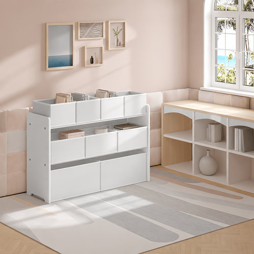 Armadio portaoggetti a 1 pezzo con cassetti, ripiano pratico, forniture per riporre, può essere usato come libreria, scaffale di stoccaggio, scaffale a tre livelli con più cassetti, scatola di stoccaggio in tessuto non tessuto, camera da letto, sala gioch