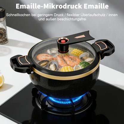 Pentola da 8 litri in ghisa per impieghi gravosi | Include una cucchiaio, adatta per cucinare e stufare, multifunzionale con coperchio, compatibile con piani cottura a gas e a induzione, eccellente capacità di ritenzione del calore, ideale per l'uso in cu