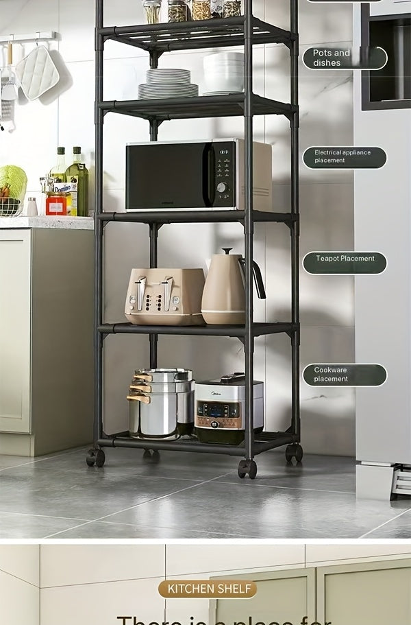 Scaffalatura verticale versatile a 6 ripiani per riporre oggetti in casa, adatta per cucina, bagno e camera da letto. Facile da montare e utilizzabile in più scenari., Scaffale autoportante