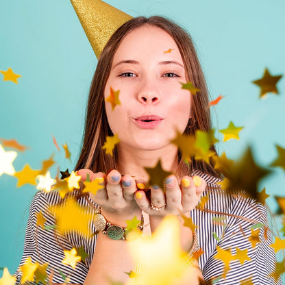 SPARKLERS CLUB Cannone per Coriandoli 28Cm Portata 5-8 Metri - Ideale per Halloween, Natale, Matrimoni, Compleanni, Feste - High-End, Sicuro, Durevole - Effetto Speciale Garantito (Gold Star, 10, Cannoni)