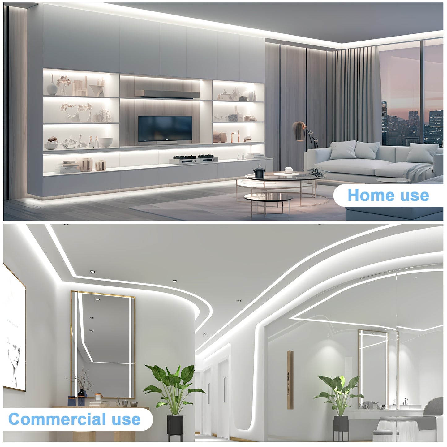 Strisce LED COB, adatte per AC 220V-240V, illuminazione esterna flessibile, con 288 LED per metro. Questa striscia LED adesiva offre un alto contrasto in bianco o bianco caldo, ideale per decorare cucine, giardini e interni domestici.