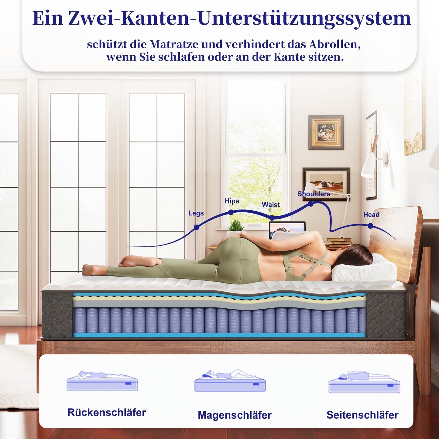 Materasso - H3 20/25/30 cm Doppio Gel Freddo Memory Foam con Materasso a Sfere, Fornendo Materiali Rettili e Traspiranti, Facile Installazione