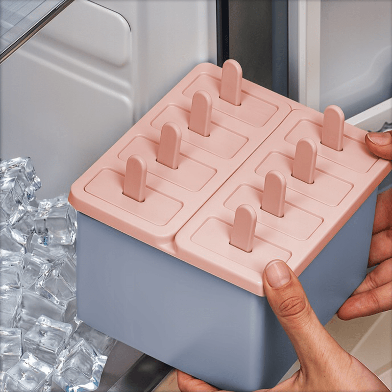 Kuketo - Set Gelati 8 Pezzi per Casa - Set con Inserto e Bastoncini Riutilizzabili, Stampo per Fare Gelati, Sorbetti, Snack, per Congelare Succhi, Yogurt e Latte, con Coperture e Supporto, Materiale Sicuro, Facile Rimozione, Ideale per Bambini e Adulti, S