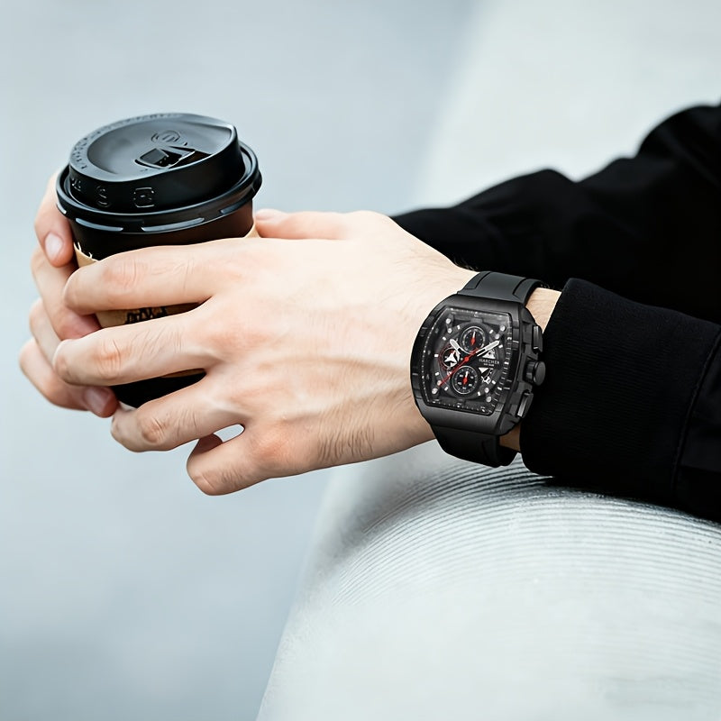 Orologi da polso da uomo H, movimento al quarzo ad alta precisione, cinturino in silicone, impermeabile, calendario, design multifunzionale, orologi da uomo eleganti