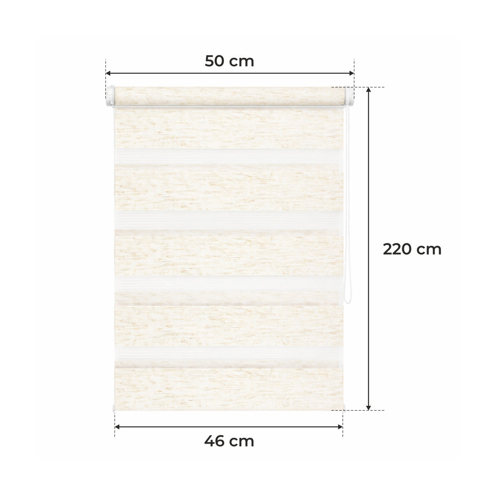 Tenda a Rullo Giorno & Notte - Beige Melange - 32 Misure - BOJANEK Giorno & Notte - Installazione Finestra Non Invasiva, Nessuna Foratura Richiesta, Regolazione a Catena, Supporti Regolabili per Varie Spessori di Finestra, Design Moderno, Protezione dalla