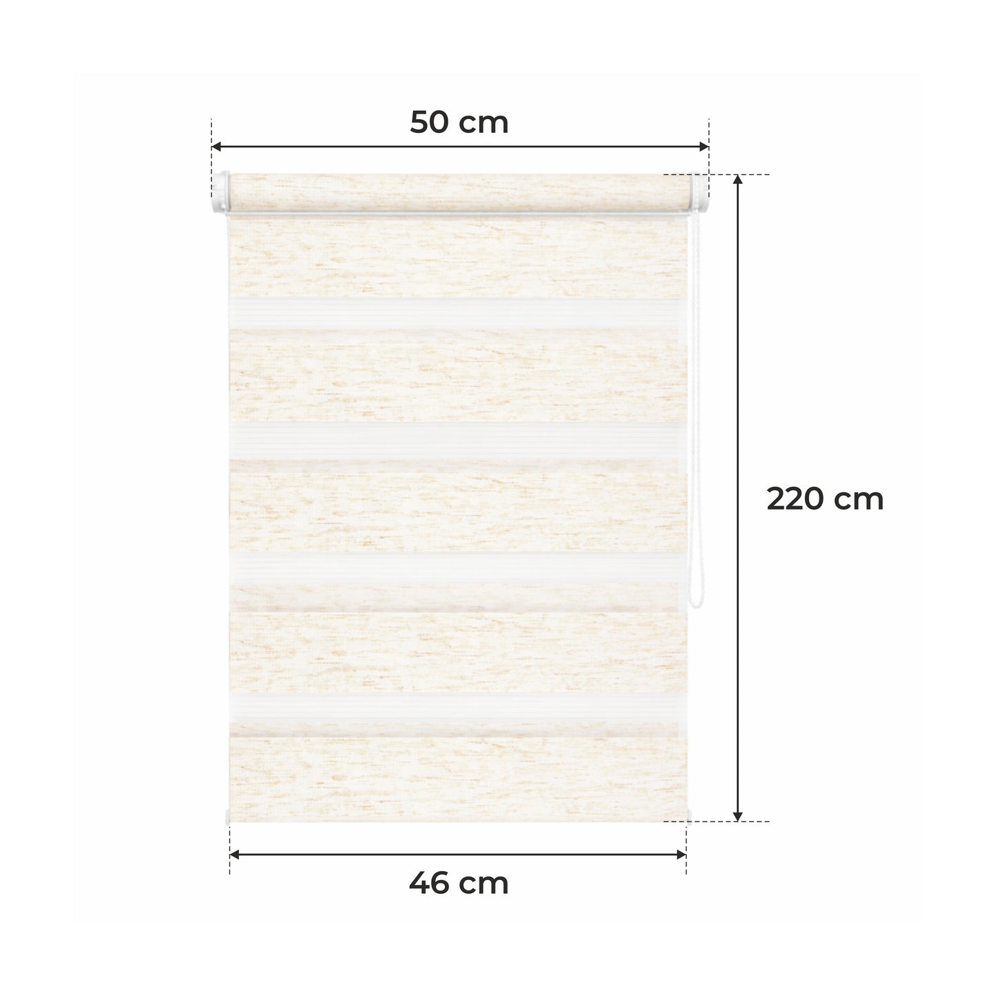 Tenda a Rullo Giorno & Notte - Beige Melange - 32 Misure - BOJANEK Giorno & Notte - Installazione Finestra Non Invasiva, Nessuna Foratura Richiesta, Regolazione a Catena, Supporti Regolabili per Varie Spessori di Finestra, Design Moderno, Protezione dalla