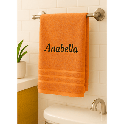 Asciugamano da Bagno Personalizzato con Nome - Ricamo Elegante, Asciugamano in Cotone Su Misura