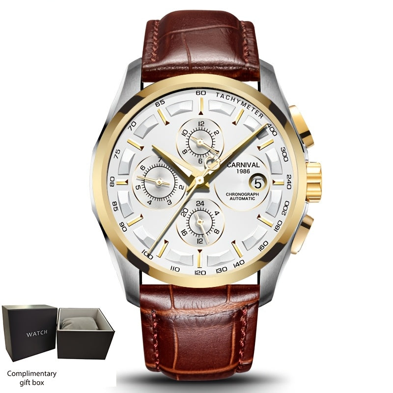 [I&W CARNIVAL] Orologio Meccanico Automatico Multifunzione Uomo, Orologio Sportivo alla Moda con Calendario e Impermeabile fino a 30m