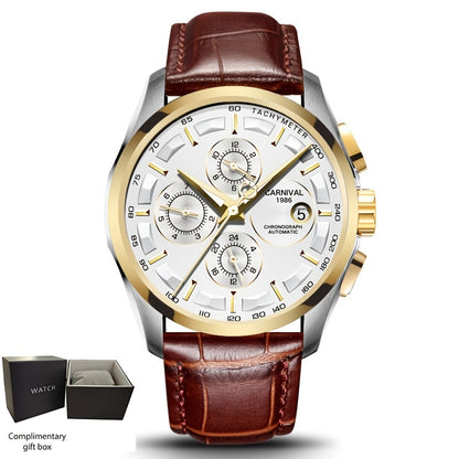 [I&W CARNIVAL] Orologio Meccanico Automatico Multifunzione Uomo, Orologio Sportivo alla Moda con Calendario e Impermeabile fino a 30m