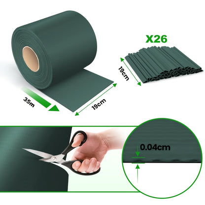 Strisce schermanti per privacy in PVC 450g/m², schermo per recinzione da giardino, 50m x 19cm, tappetini a doppia asta con 40 clip per terrazza, patio, balcone, grigio antracite, verde, grigio chiaro