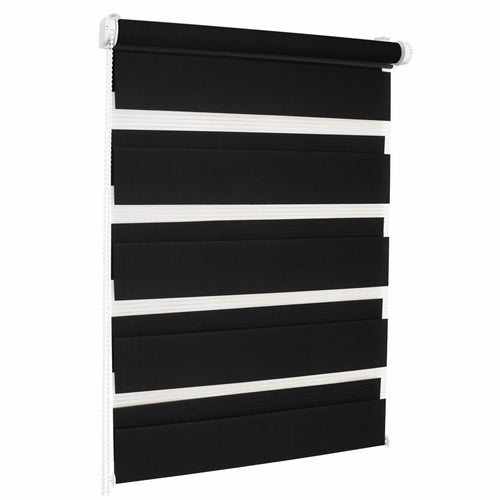 Rullo Giorno e Notte - NERO - 32 Misure - BOJANEK DAY & NIGHT - Non invasivo sulla finestra, installazione senza foratura, regolazione della catena, staffe regolabili per diverse spessori di finestre, design moderno, protezione da luce e privacy, ideale p