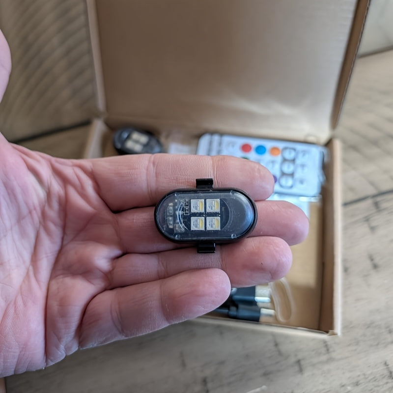 Luci d'atmosfera RGB per auto con telecomando wireless, batteria più grande e LED più luminosi, ricarica rapida Type-C, multimodalità per interni auto