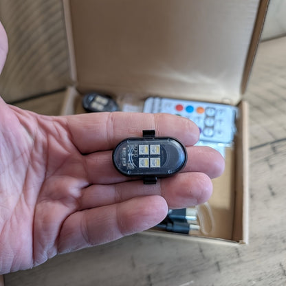 Luci d'atmosfera RGB per auto con telecomando wireless, batteria più grande e LED più luminosi, ricarica rapida Type-C, multimodalità per interni auto