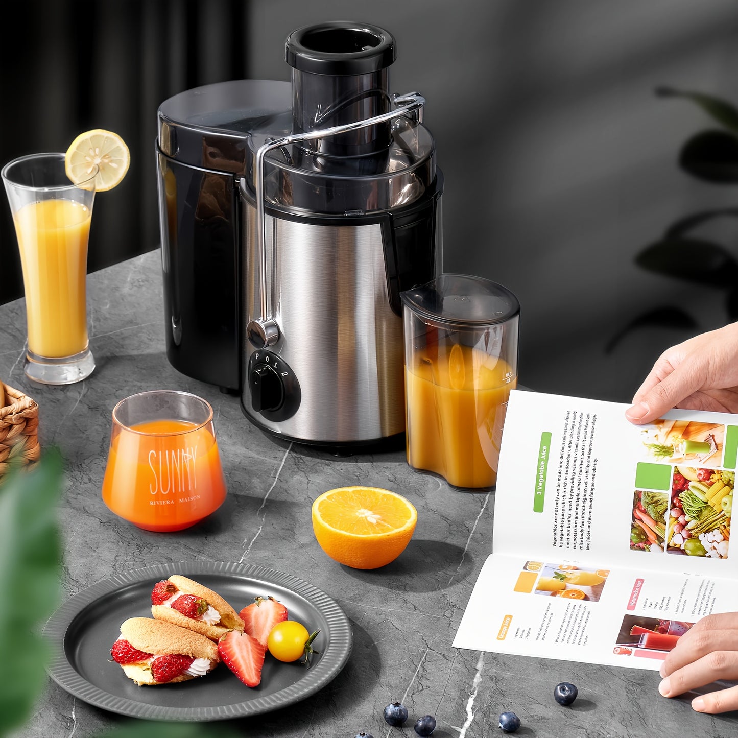 Centrifuga Estrattore, 400W con Funzione -goccia e Protezione da Surriscaldamento, Include Spazzola per la Pulizia, Estrattore per Frutta e Verdura in Acciaio Inox, 3 Velocità, Facile da Pulire, Piedini Antiscivolo, Ideale per Single o Piccole Famiglie