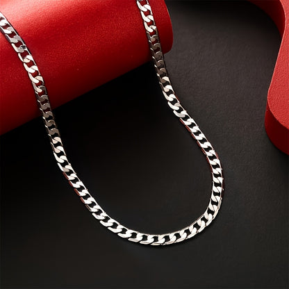 Magazzino Locale, Collana a Catena Cubana Argentata 925, Peso 15.5g/18.5g/20.6g, con Contenuto Argentato di 10g/12.3g/13.4g. Con un Design Elegante e Minimalista, Adatta per l'Uso Quotidiano, Include una Confezione Regalo di Lusso.