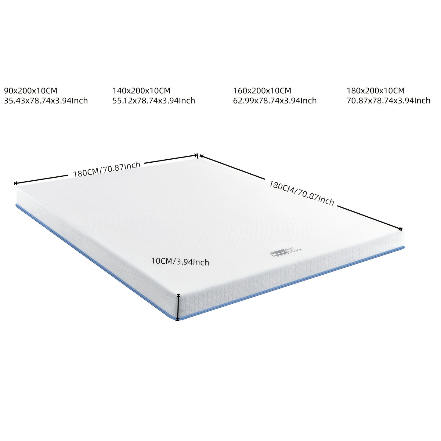 Coprimaterasso BedStory 90x200cm 140x200cm 160x200cm 180x200cm, 10cm, Due Livelli di Durezza, Coprimaterasso in Gel Memory Schiuma Fredda H2&H3 di Durezza Media con Fodera Rimovibile e Lavabile, Traspirante e Confortevole per Letto a Doghe, Letto Scomodo