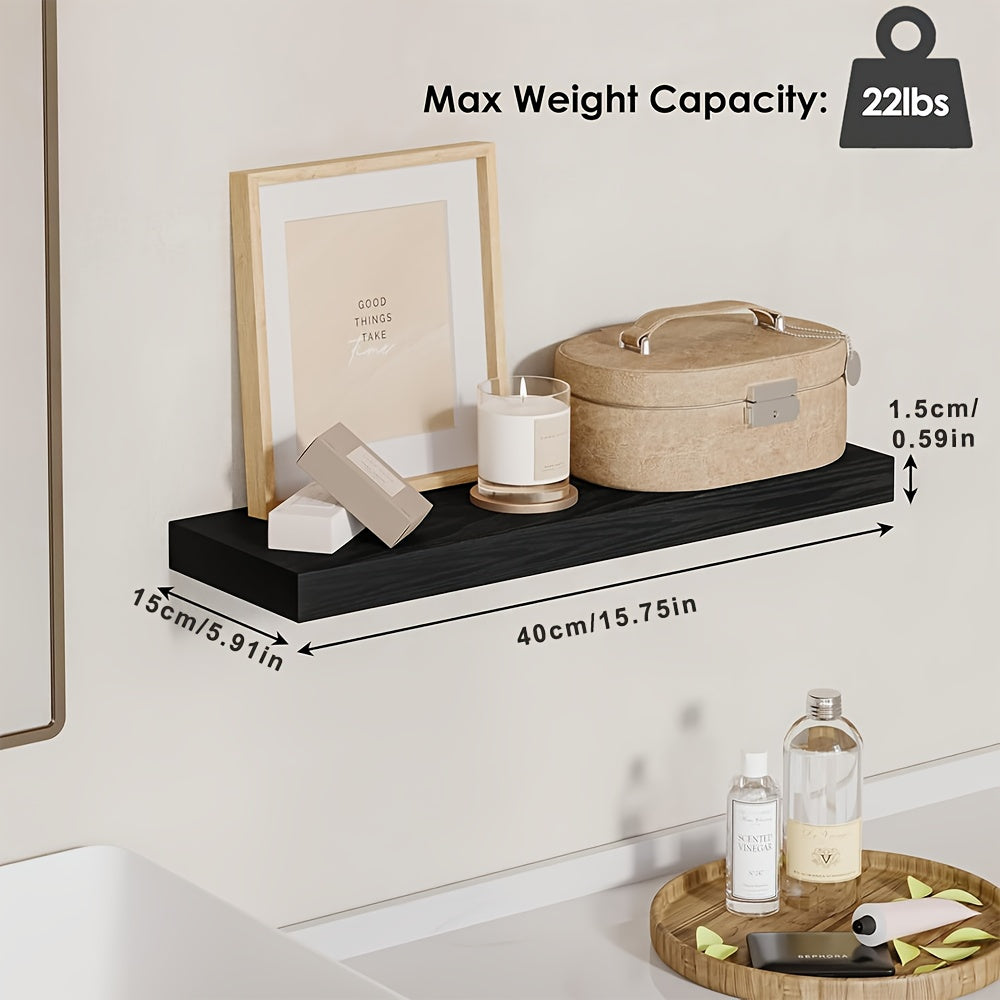 4 Mensole a Parete, Ogni Mensola Sospesa Supporta 10kg, Legno Massello Naturale, Portante, Risparmio di Spazio, Facile da Installare, Mensole Fluttuanti, Soluzione Multifunzionale per Soggiorno, Cucina, Bagno, Camera da Letto, Mensole Galleggianti