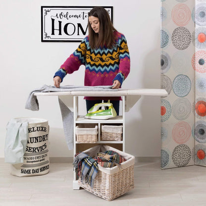 Baroni Home Mobile da Stiro con ASSE Ripiegabile, adatto per lavanderia, organizzazione, in legno