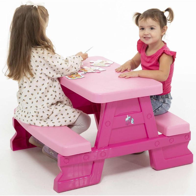 Gruppo di sedute per bambini da esterno - Tavolo da picnic con panche, resistente alle intemperie, vari colori