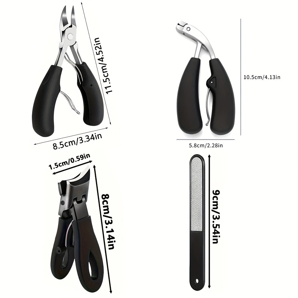 Kit da 4 pezzi di forbicine per unghie incarnite fisse per unghie spesse - Pelvicite per uso intensivo, lama in acciaio inossidabile con manico a presa facile - Ottimo per uomini e adulti, per regali di compleanno
