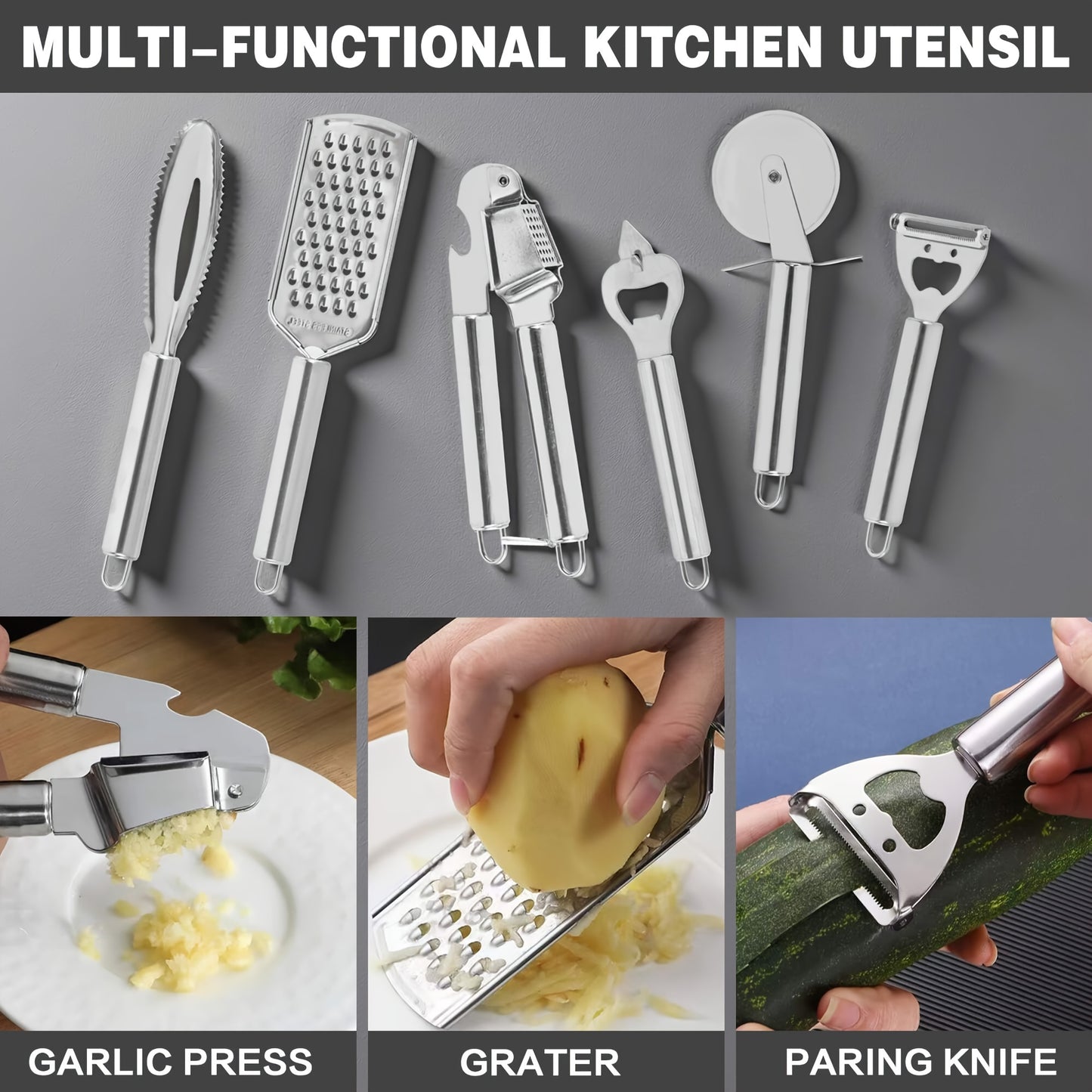 Collezione di 20 Coltelli Professionali con Porta Coltelli. Coltello da Chef, Mannaia, Coltello da Pane, Coltello per Affettare, Coltello per Disossare e Utensili da Cucina Completi. Struttura a Telaio Intero con Manici Antiscivolo per Taglio di Precision