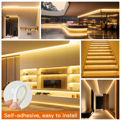 Strisce LED COB, adatte per AC 220V-240V, illuminazione esterna flessibile, con 288 LED per metro. Questa striscia LED adesiva offre un alto contrasto in bianco o bianco caldo, ideale per decorare cucine, giardini e interni domestici.