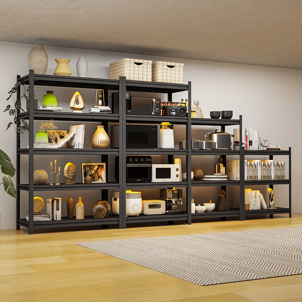 Scaffale portaoggetti in metallo regolabile a 1 pezzo, robusto, a 3/4/5 ripiani, per garage, accessori da viaggio, articoli essenziali da viaggio, adatto per viaggi e uscite, magazzino, cantina, dispensa - Scaffale organizzatore multiuso