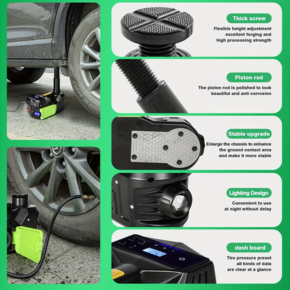 Kit martinetto per auto 4 in 1 12V 5T, cavalletto martinetto elettrico con display LCD per berlina, SUV, sollevatore auto, martinetti idraulici a pavimento
