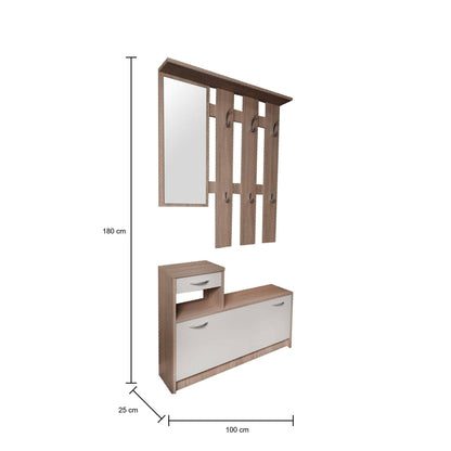 Mobile da ingresso Dbiagin, Entratina moderna, Mobile con scarpiera, Armadio multiuso con specchio, 100x25h180 cm, Disponibile in 5 colori
