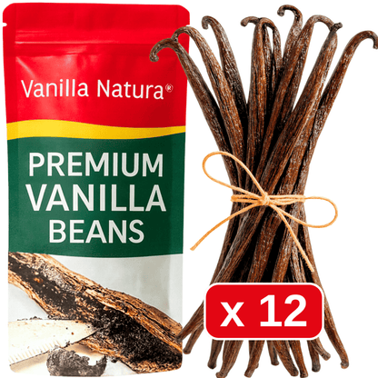 12 Baccelli di Vaniglia Grand Cru • Vaniglia di Qualità Extra Gourmet • Baccello Morbido e Carnoso • Busta Richiudibile - Conservazione a Lungo Termine • Selezione di Prestigio Vaniglia Natura