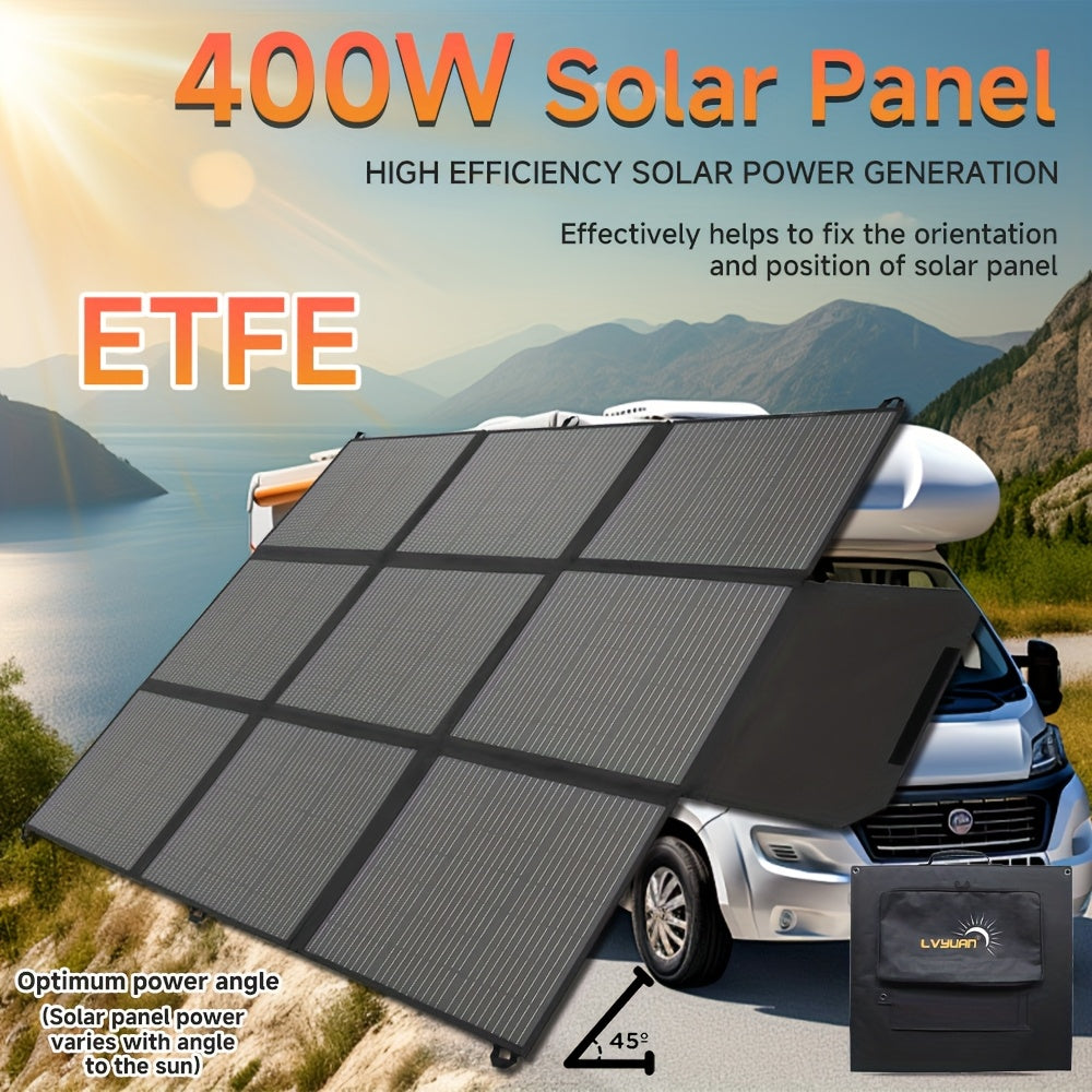 LVYUAN Pannello Solare Portatile da 120W/200W/300W/400W, Coperta Solare Piegevole, Pannello Solare Monocristallino ad Alta Potenza, Efficienza delle Celle Solari Fino al 22.5%, Adatto per Stazione di Alimentazione Avventura all'Aperto Barca Campeggio Gene