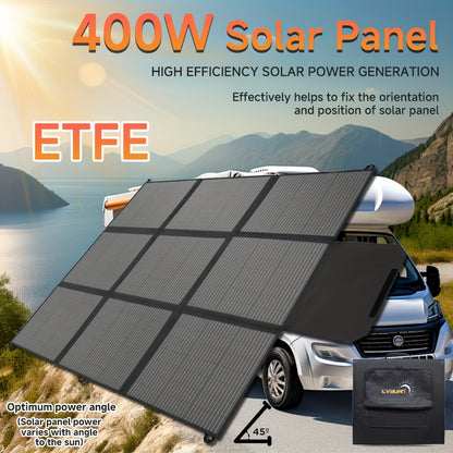 LVYUAN Pannello Solare Portatile da 120W/200W/300W/400W, Coperta Solare Piegevole, Pannello Solare Monocristallino ad Alta Potenza, Efficienza delle Celle Solari Fino al 22.5%, Adatto per Stazione di Alimentazione Avventura all'Aperto Barca Campeggio Gene